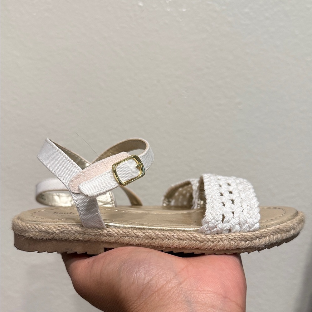 Haute Hippie White Kids Sandals with Gold Buckle